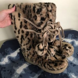 Colin Stuart Leopard Fur Boots